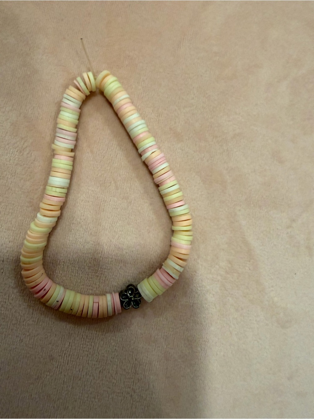 Pastel Heishi Disc Bracelet with Clover Charm